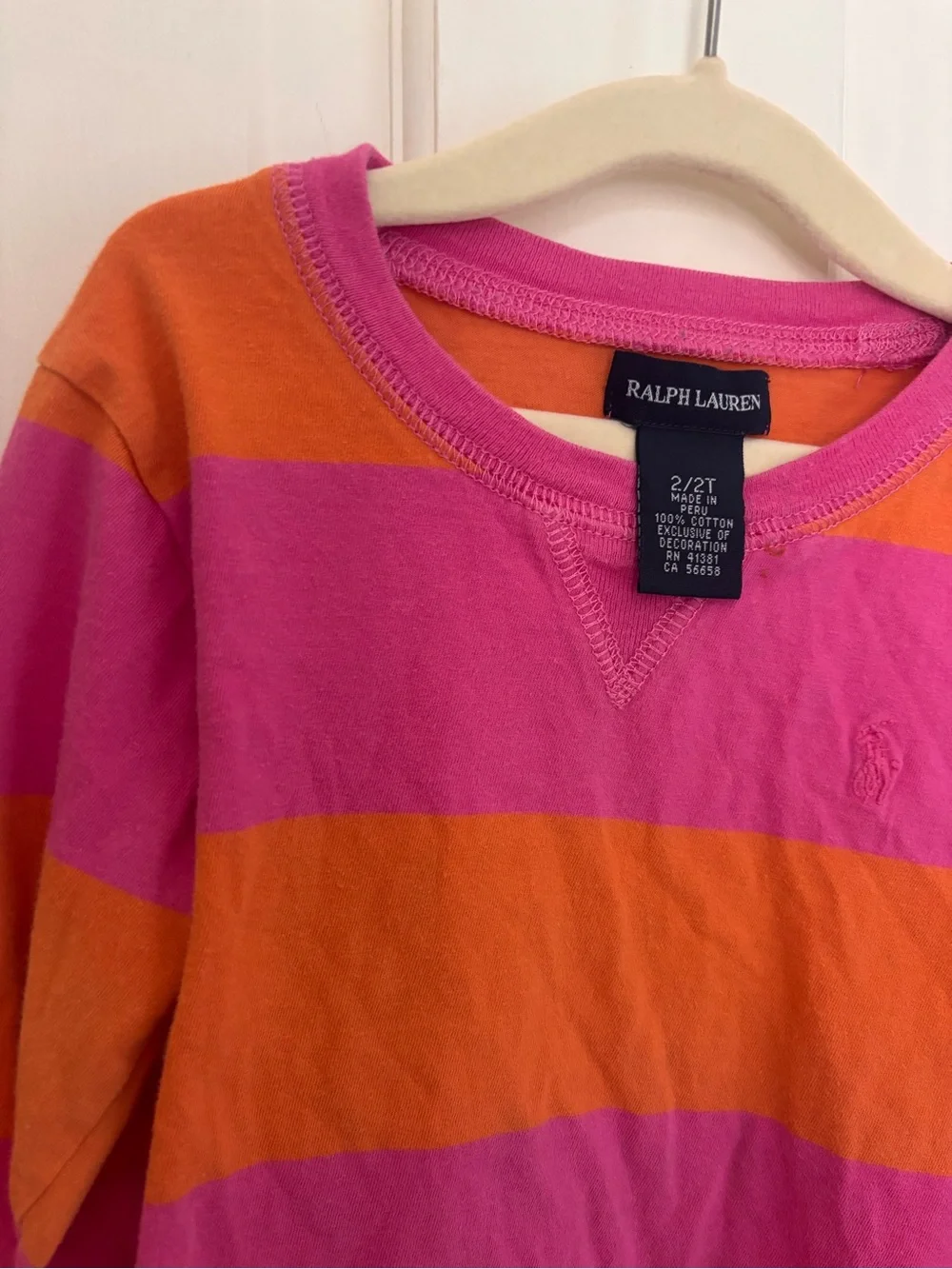Ralph Lauren Pink & Orange Striped Long-Sleeve Tee - Toddler 2/2T
